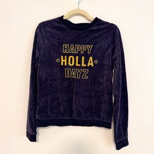 Forever 21 Happy Holla Dayz Christmas Sweater, Navy, Size Small